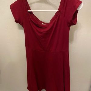 Mini burgundy off shoulder dress